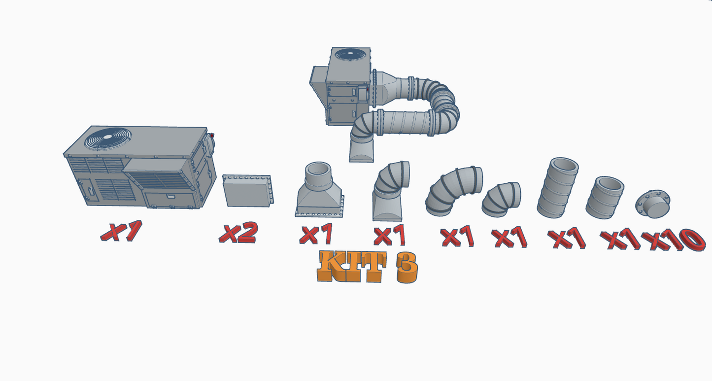 HVAC Kit 3 - Air Ducts & Air Conditioner HO Scale 1:87