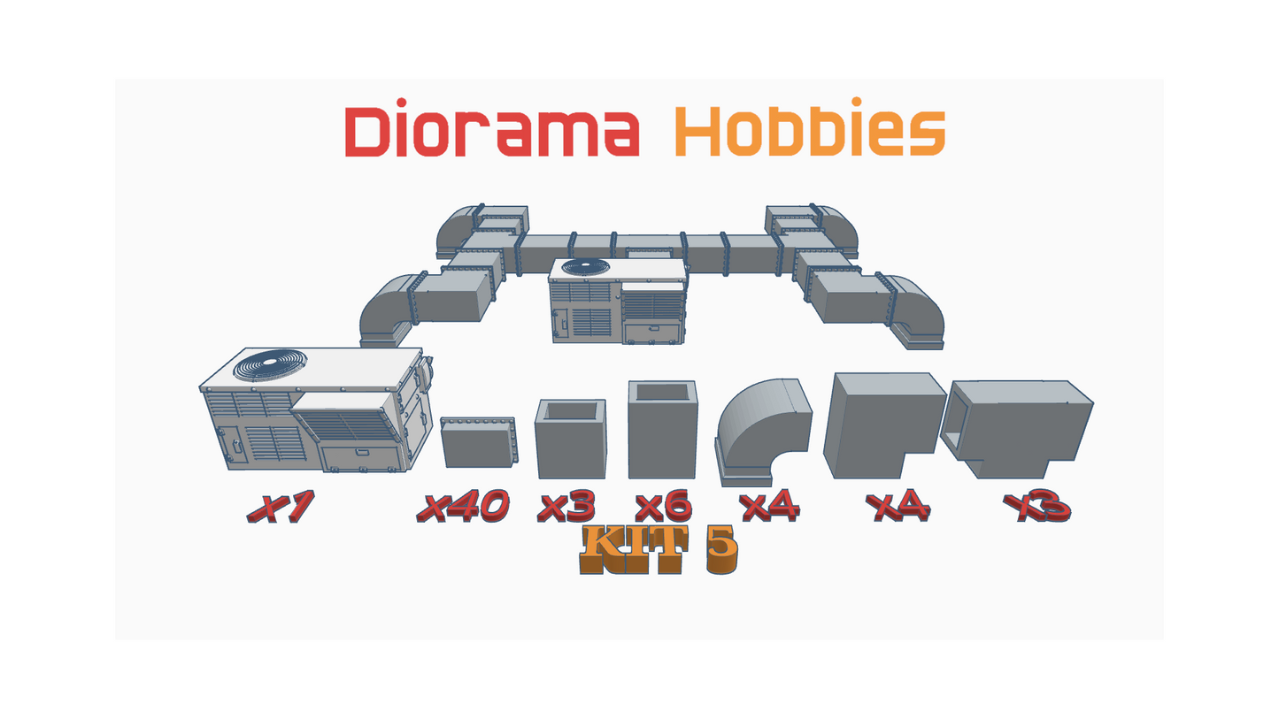 HVAC Kit 5 - Air Ducts & Air Conditioner HO Scale 1:87