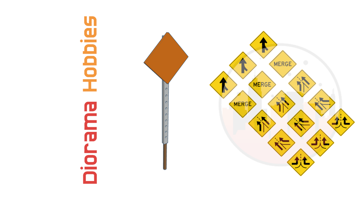 Road Signs Merging / Entering Roadway (12 pack) HO Scale 1:87