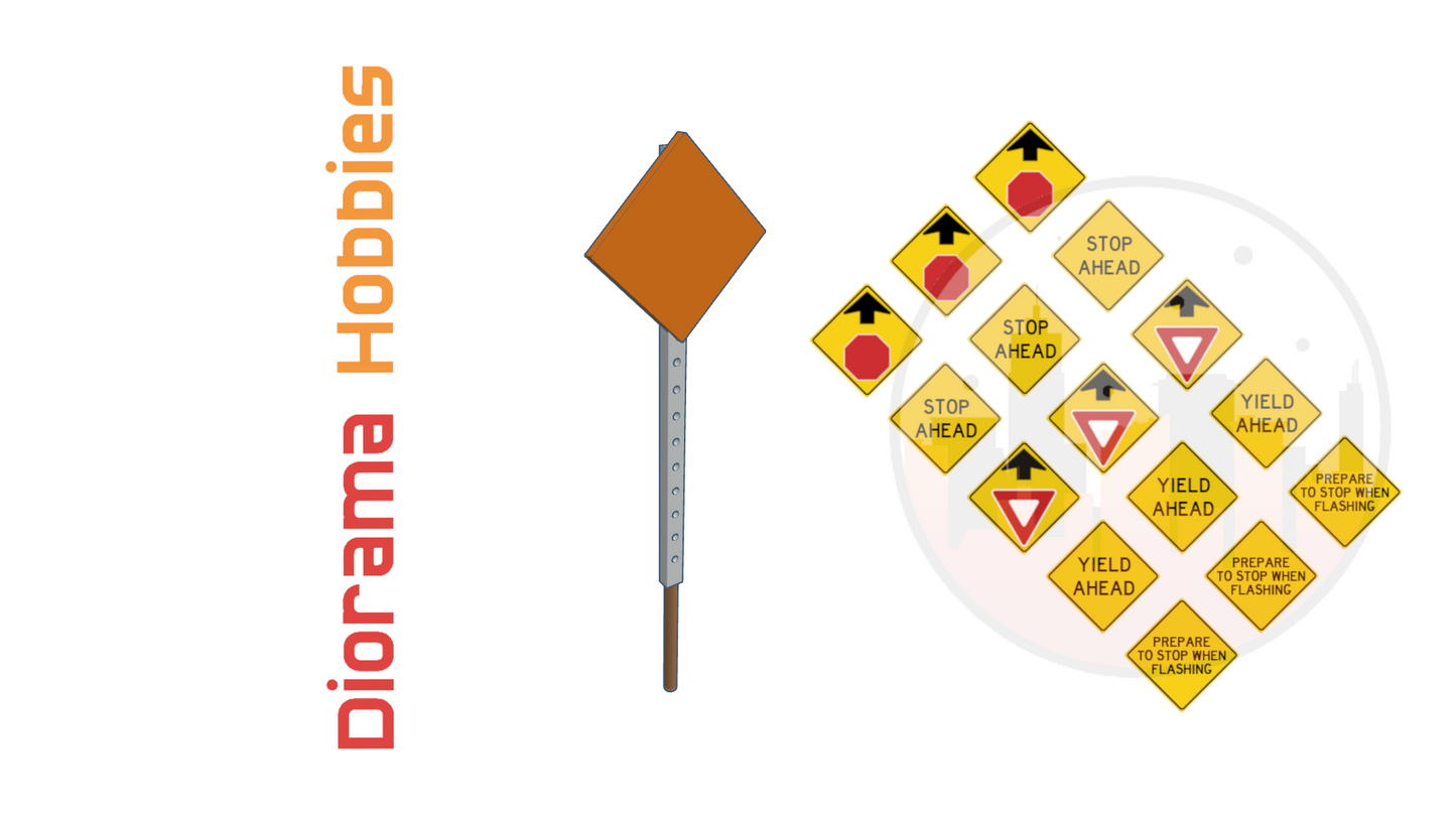 Road Signs Stop / Yield Ahead (12 pack) HO Scale 1:87