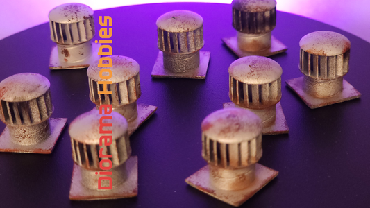 Turbine Exhaust Roof Vent Large (9 Pack) HO, S & O Scale