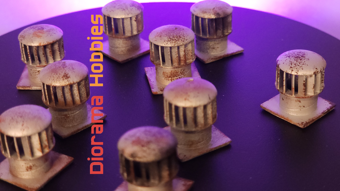 Turbine Exhaust Roof Vent Large (9 Pack) HO, S & O Scale