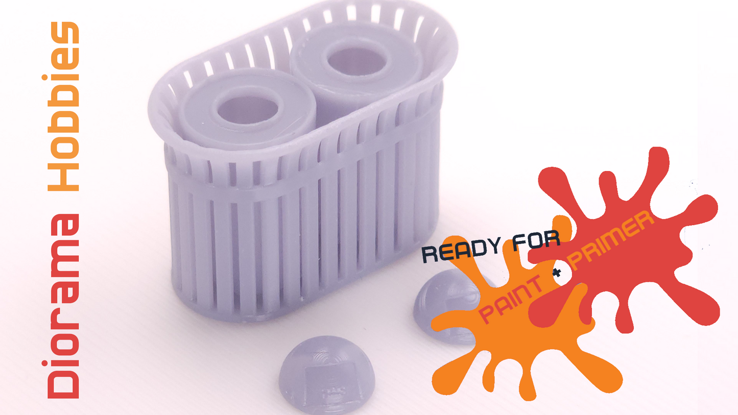 Double Slatted Trashcans HO, S and O Scales