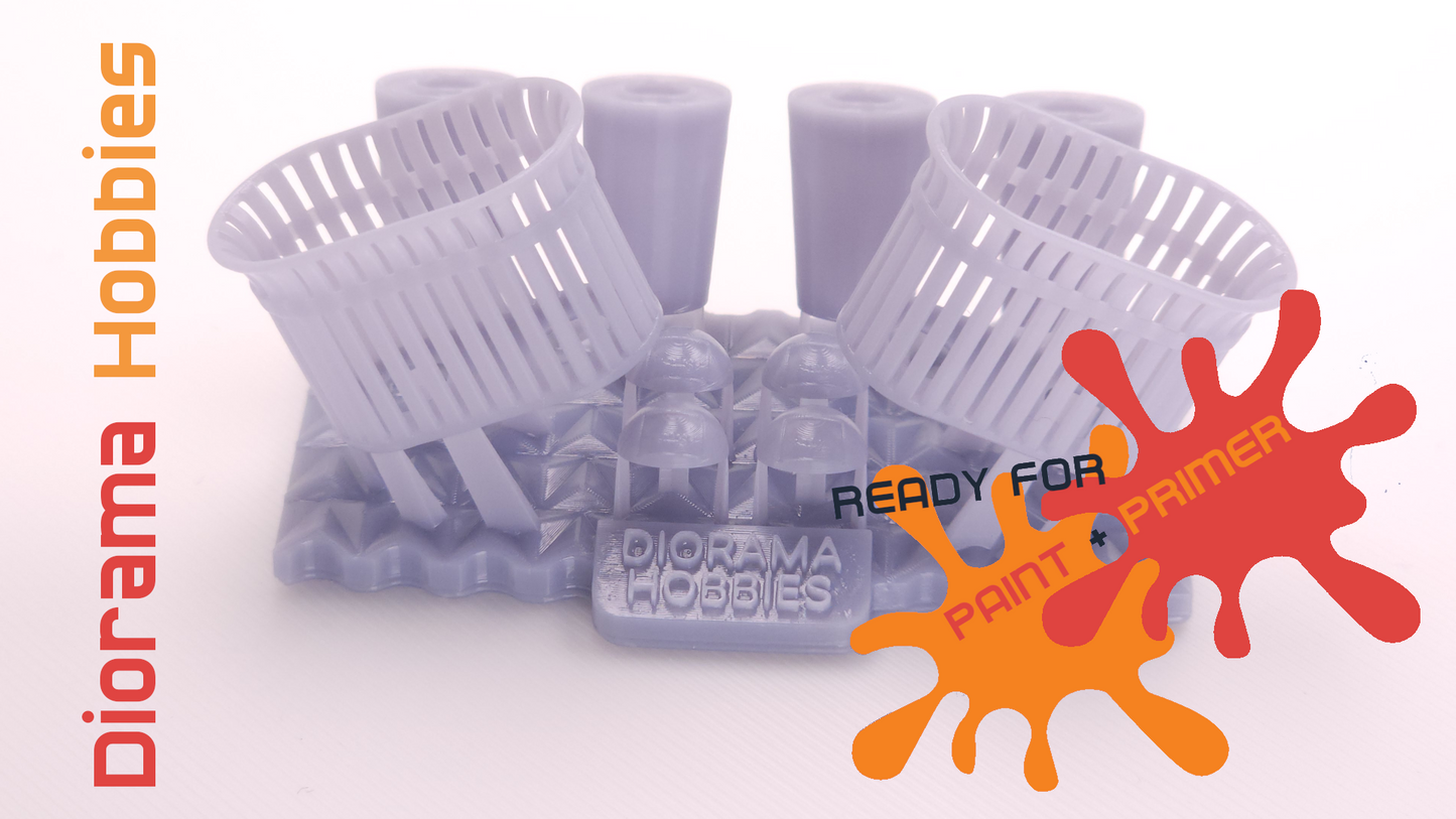 Double Slatted Trashcans HO, S and O Scales