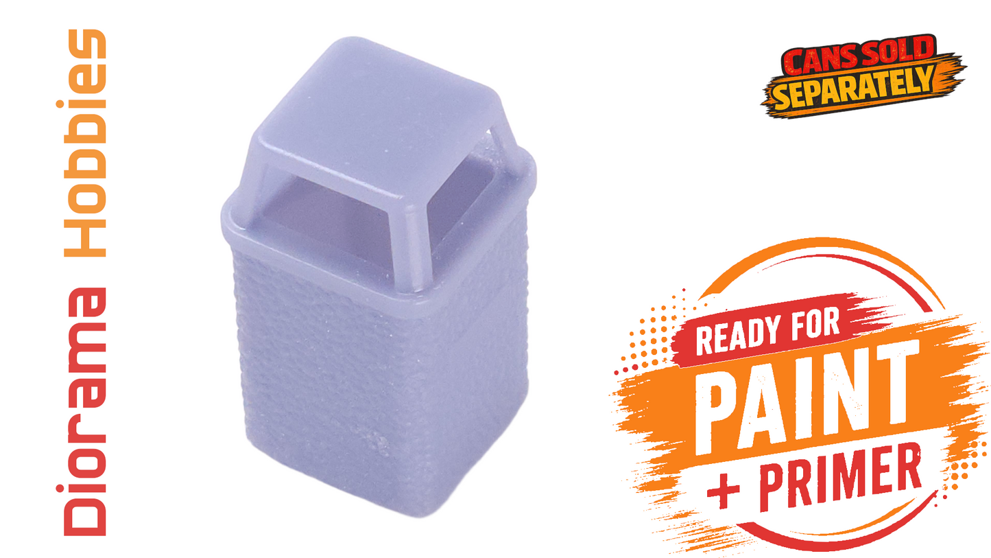Concrete Trash Can, Interchangeable Lid Styles - N, HO, S and O Scales