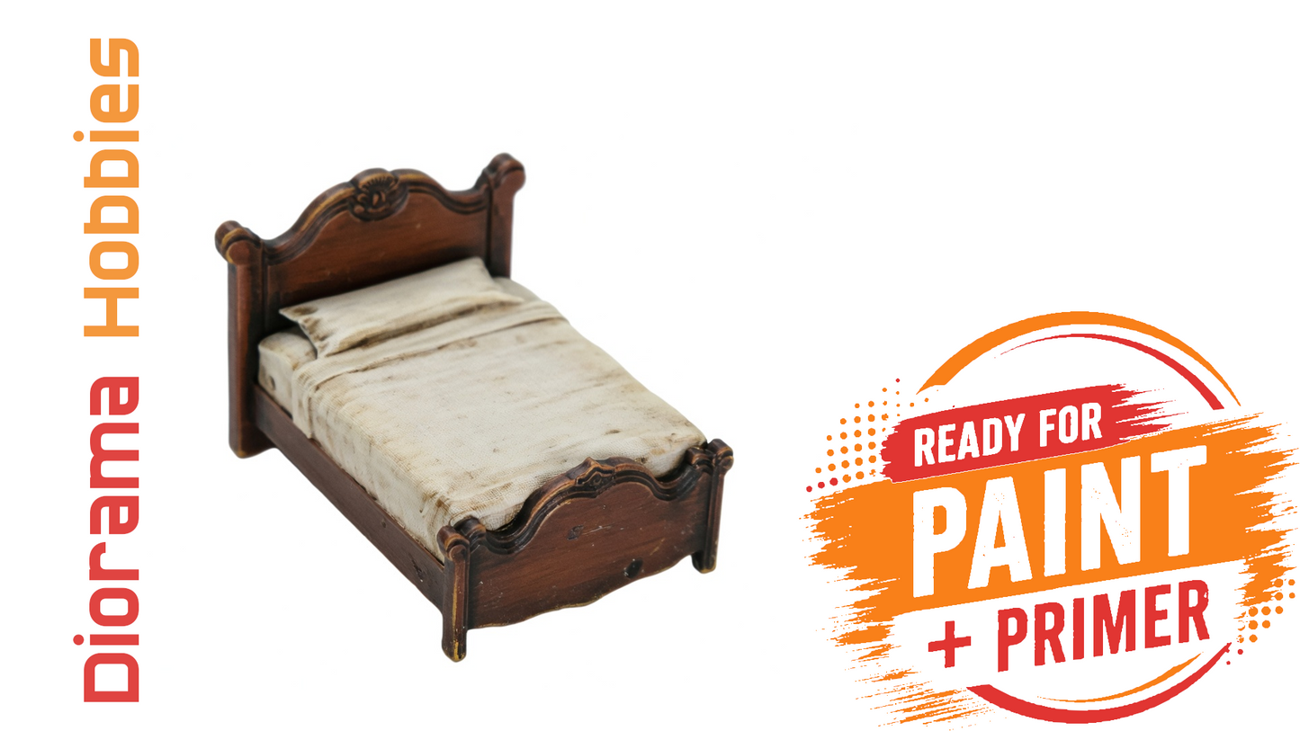 Vintage Wooden Bed - N, HO, S and O Scales