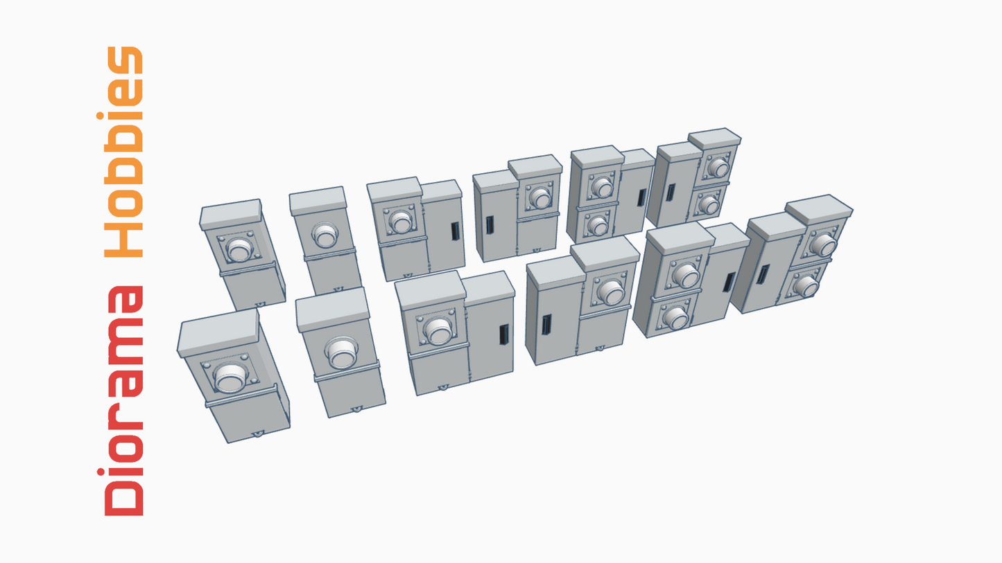 12 Piece Electric Meter Box HO Scale 1:87