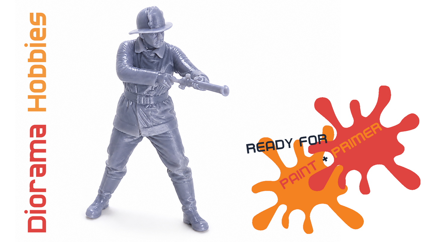 Figure - Firefighter with Firehose [1910 - 1940] - N, HO, S and O Scales