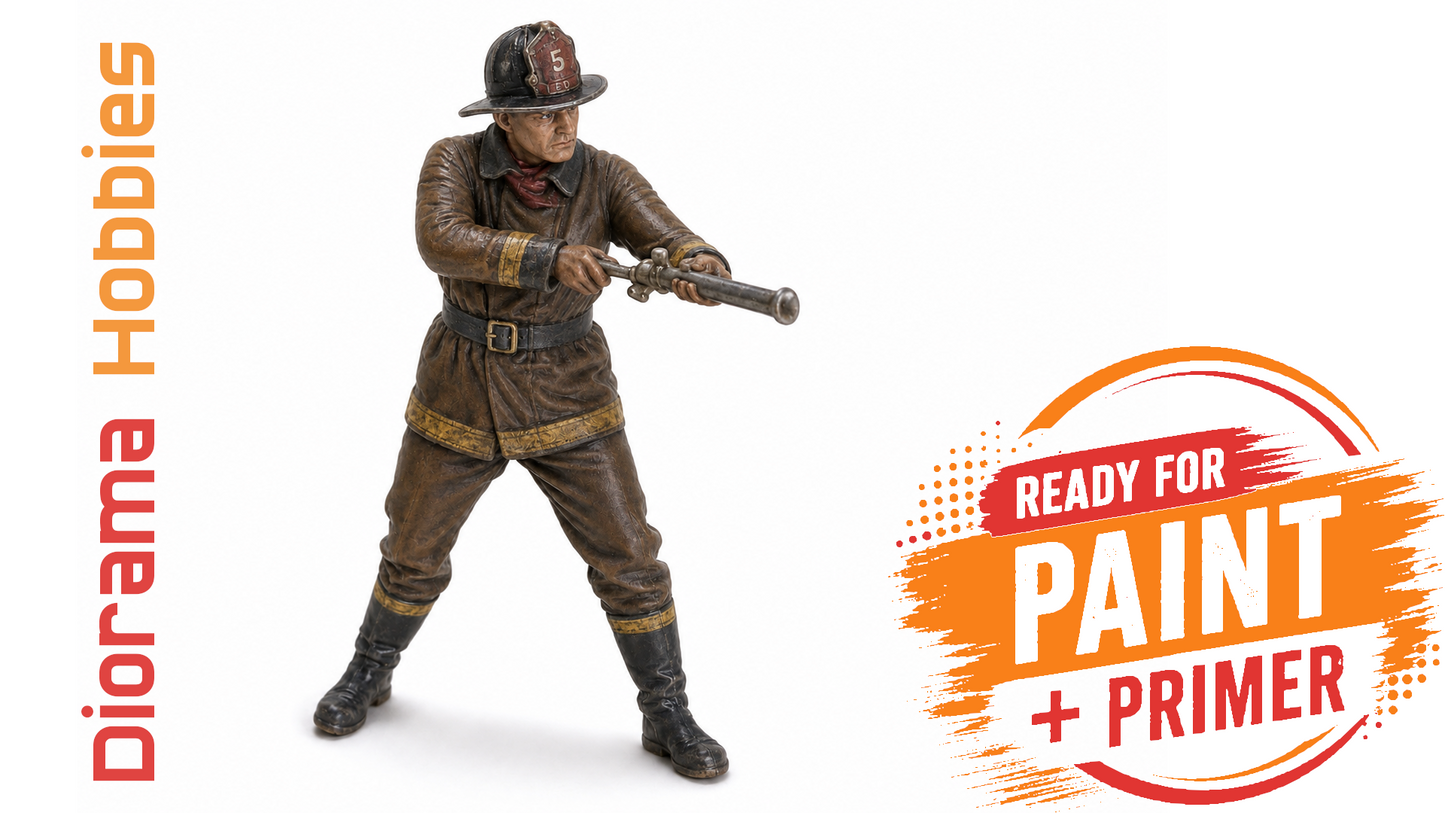Figure - Firefighter with Firehose [1910 - 1940] - N, HO, S and O Scales