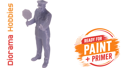 Traffic Officer with Stop Paddle (1910s–1940s) - N, HO, S and O Scales