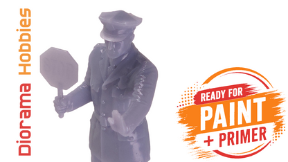 Traffic Officer with Stop Paddle (1910s–1940s) - N, HO, S and O Scales