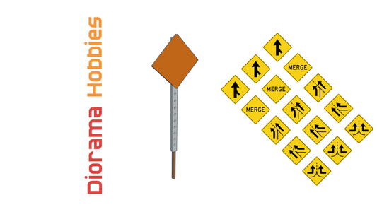 Road Signs Merging / Entering Roadway (12 pack) HO Scale 1:87