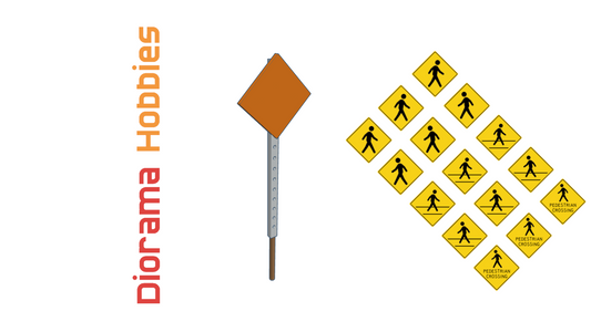 Road Signs Pedestrian Crossing (12 pack) HO Scale 1:87