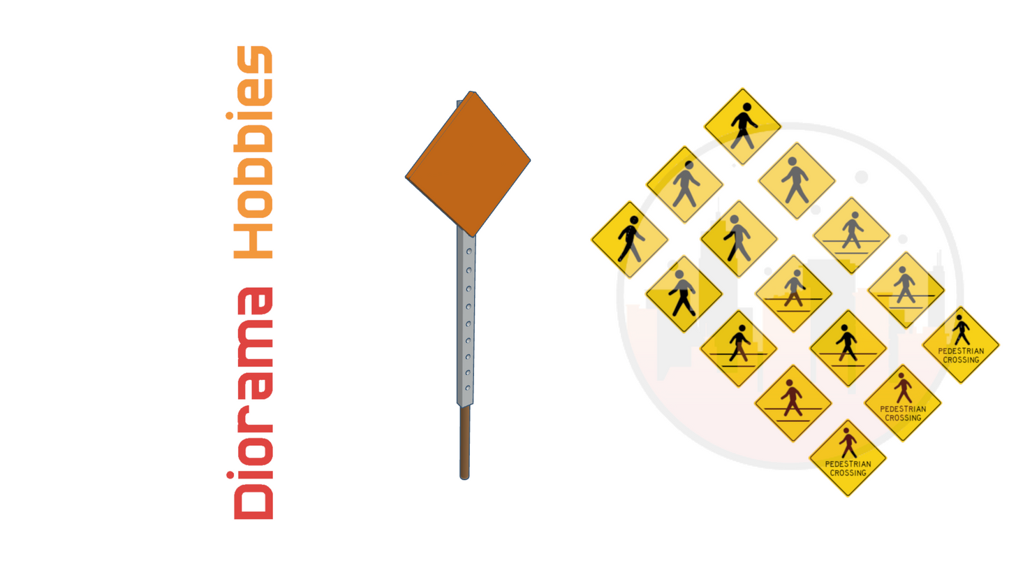 Road Signs Pedestrian Crossing (12 pack) HO Scale 1:87