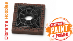 Brick Sidewalk Extension with Tree Iron Extension - N, HO, S and O Scales