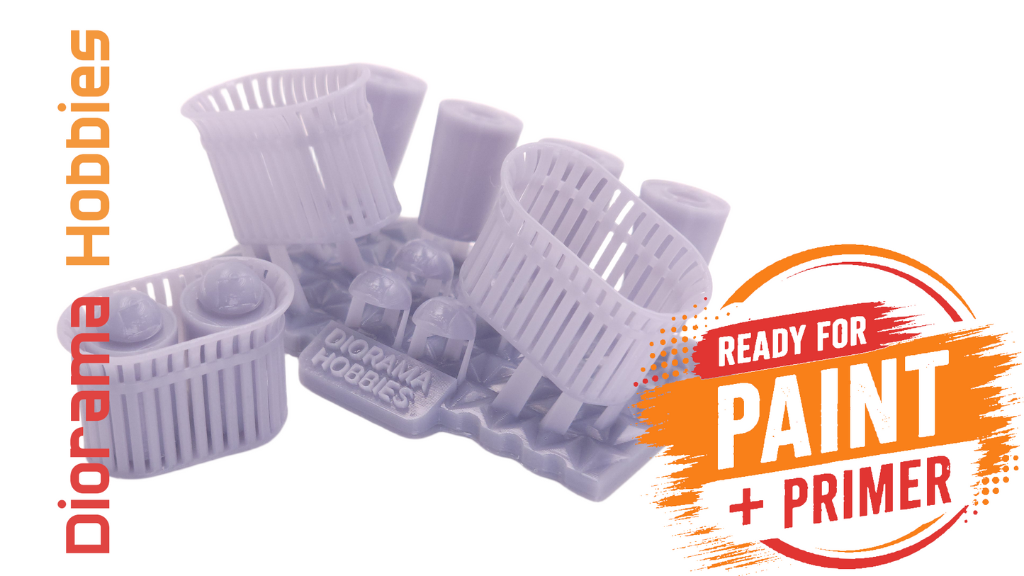 Double Slatted Trash Cans - N, HO, S and O Scales
