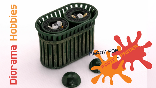 Double Slatted Trashcans HO, S and O Scales