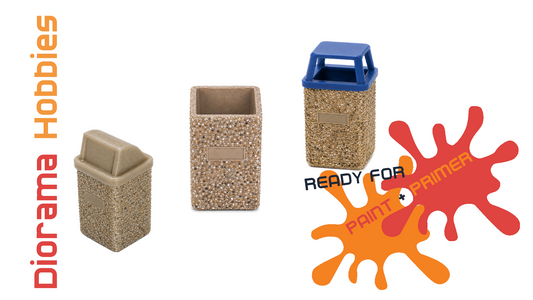 Concrete Trash Can with Interchangeable Lid Styles - N, HO, S and O Scales