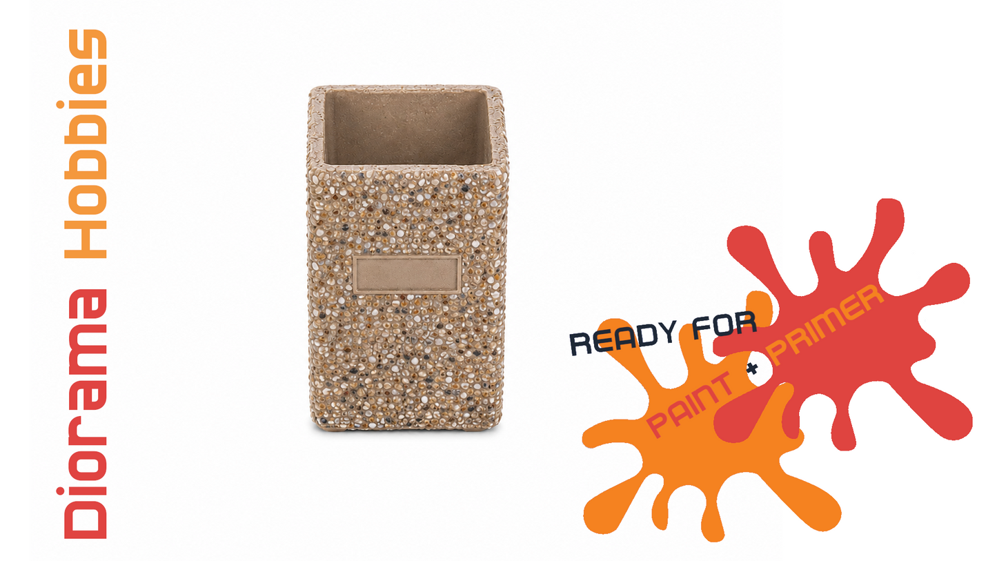 Concrete Trash Can with Interchangeable Lid Styles - N, HO, S and O Scales