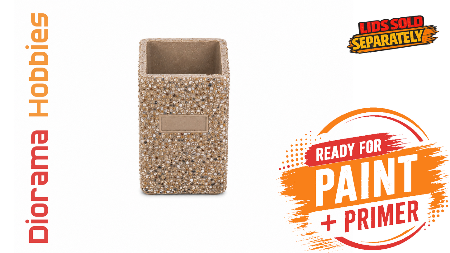 Concrete Trash Can, Interchangeable Lid Styles - N, HO, S and O Scales