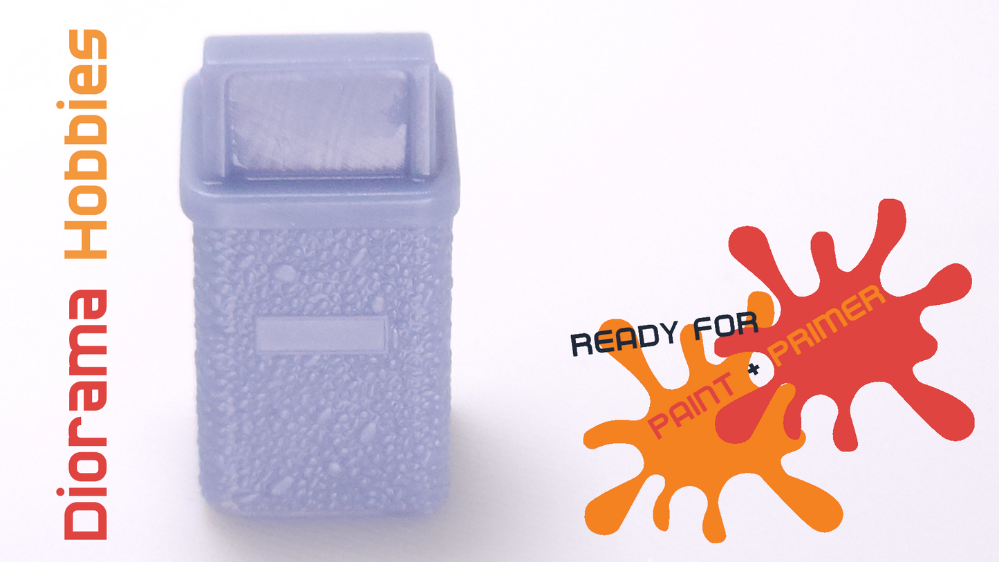 Concrete Trash Can with Interchangeable Lid Styles - N, HO, S and O Scales