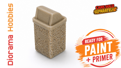 Concrete Trash Can, Interchangeable Lid Styles - N, HO, S and O Scales