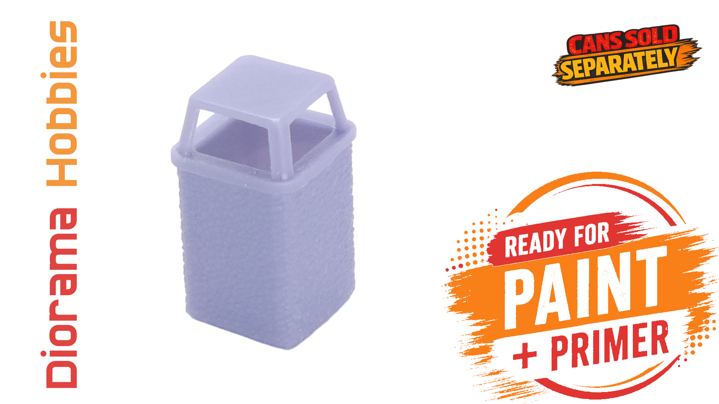 Concrete Trash Can, Interchangeable Lid Styles - N, HO, S and O Scales