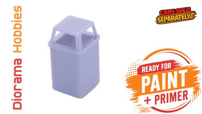 Concrete Trash Can, Interchangeable Lid Styles - N, HO, S and O Scales