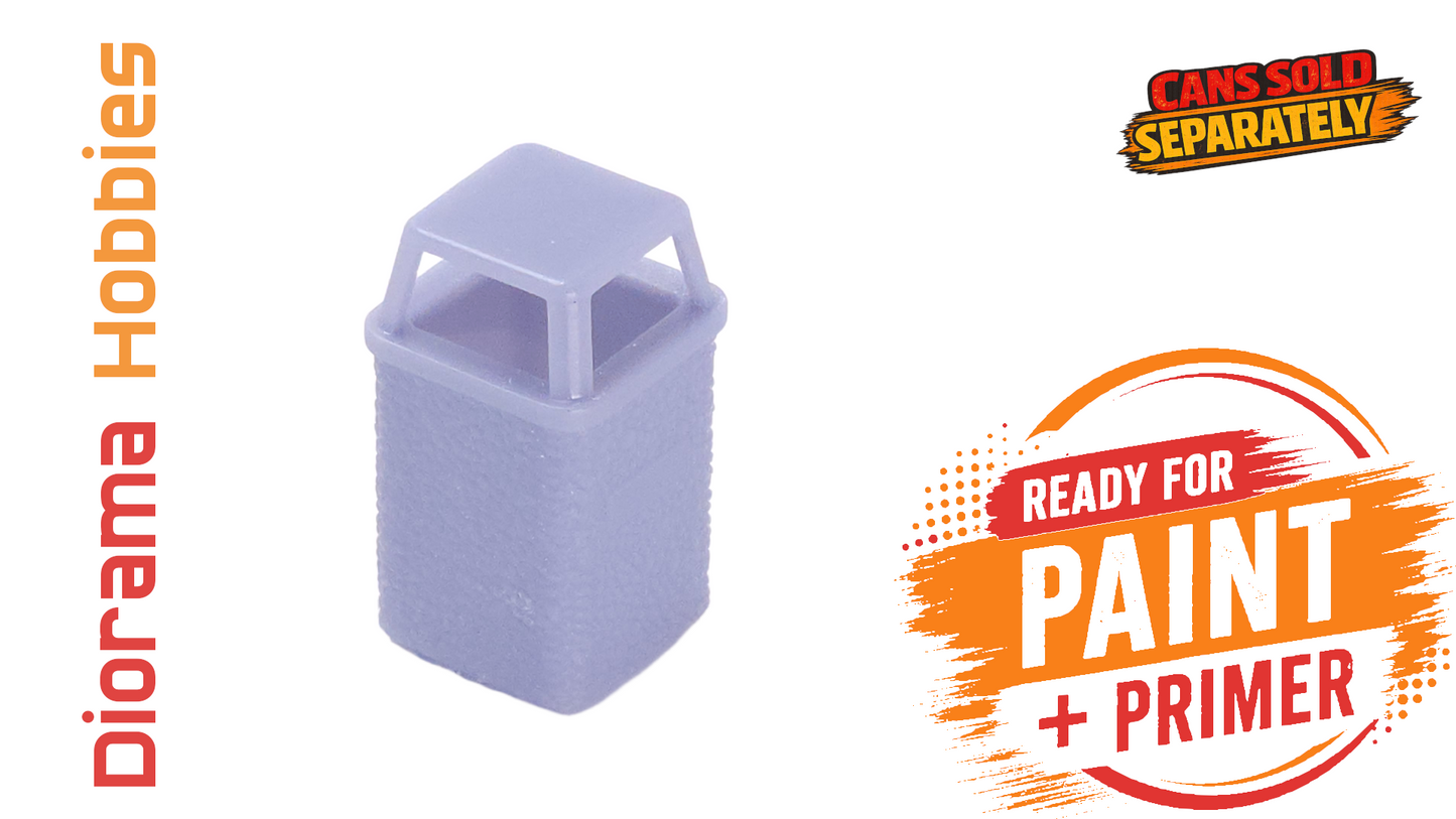 Concrete Trash Can, Interchangeable Lid Styles - N, HO, S and O Scales