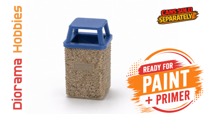 Concrete Trash Can, Interchangeable Lid Styles - N, HO, S and O Scales