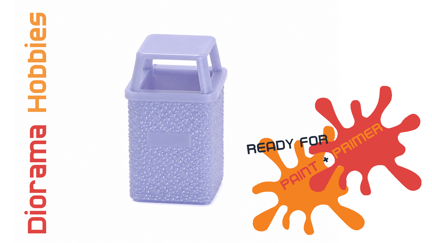Concrete Trash Can with Interchangeable Lid Styles - N, HO, S and O Scales
