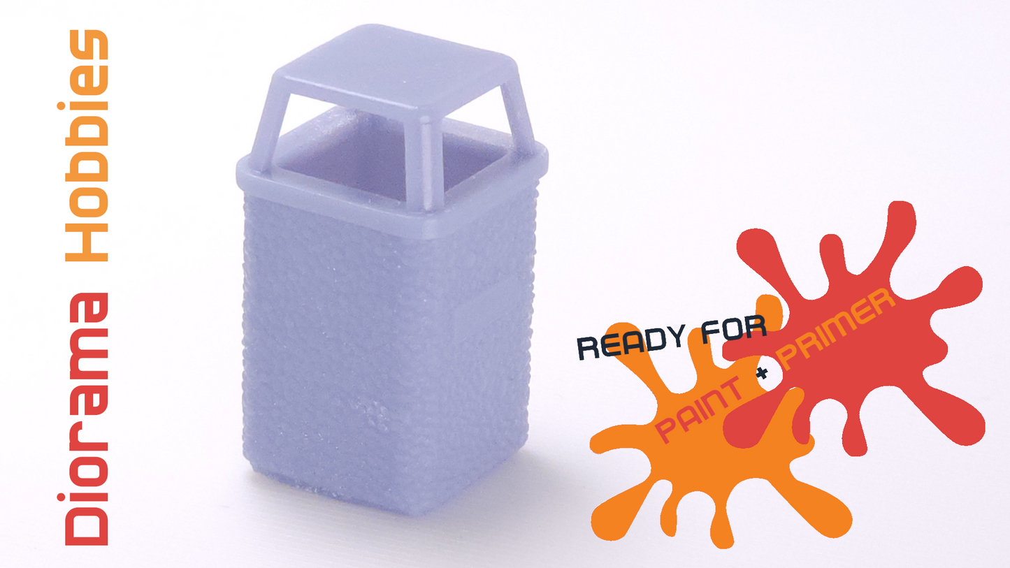 Concrete Trash Can with Interchangeable Lid Styles - N, HO, S and O Scales