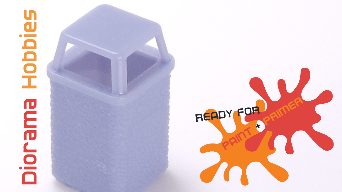 Concrete Trash Can with Interchangeable Lid Styles - N, HO, S and O Scales