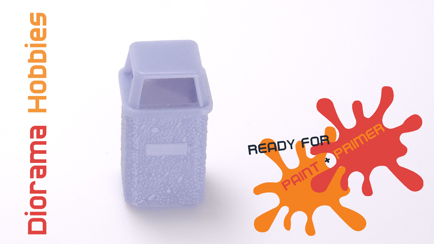 Concrete Trash Can with Interchangeable Lid Styles - N, HO, S and O Scales