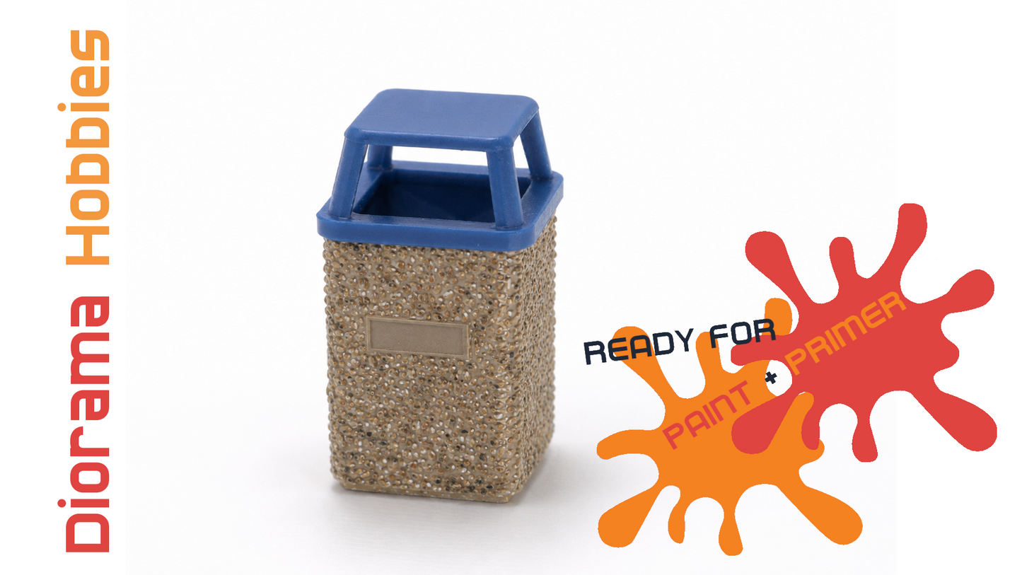 Concrete Trash Can with Interchangeable Lid Styles - N, HO, S and O Scales