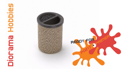 Round Concrete Trash Can, 3 Lid Styles - N, HO, S and N Scales