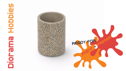 Round Concrete Trash Can, 3 Lid Styles - N, HO, S and N Scales