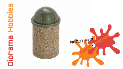 Round Concrete Trash Can, 3 Lid Styles - N, HO, S and N Scales