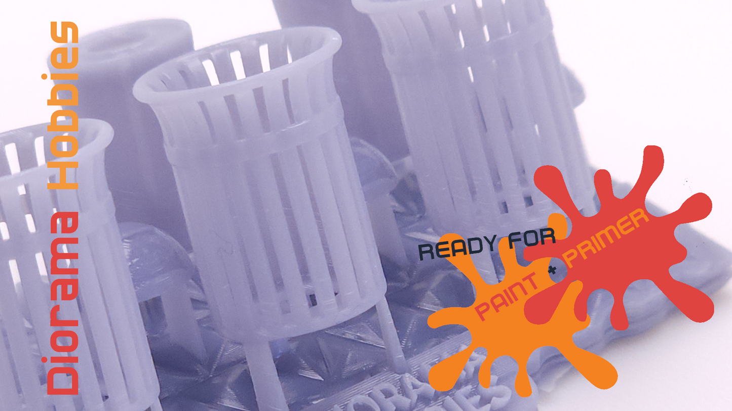 Slatted Steel Trash Cans (6 pack) HO, S, and O Scales