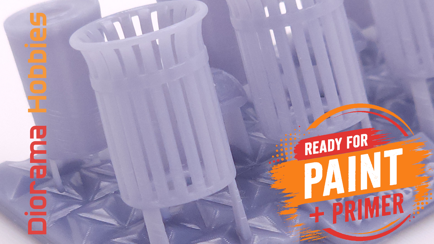 Slatted Steel Trash Cans - N, HO, S, and O Scales