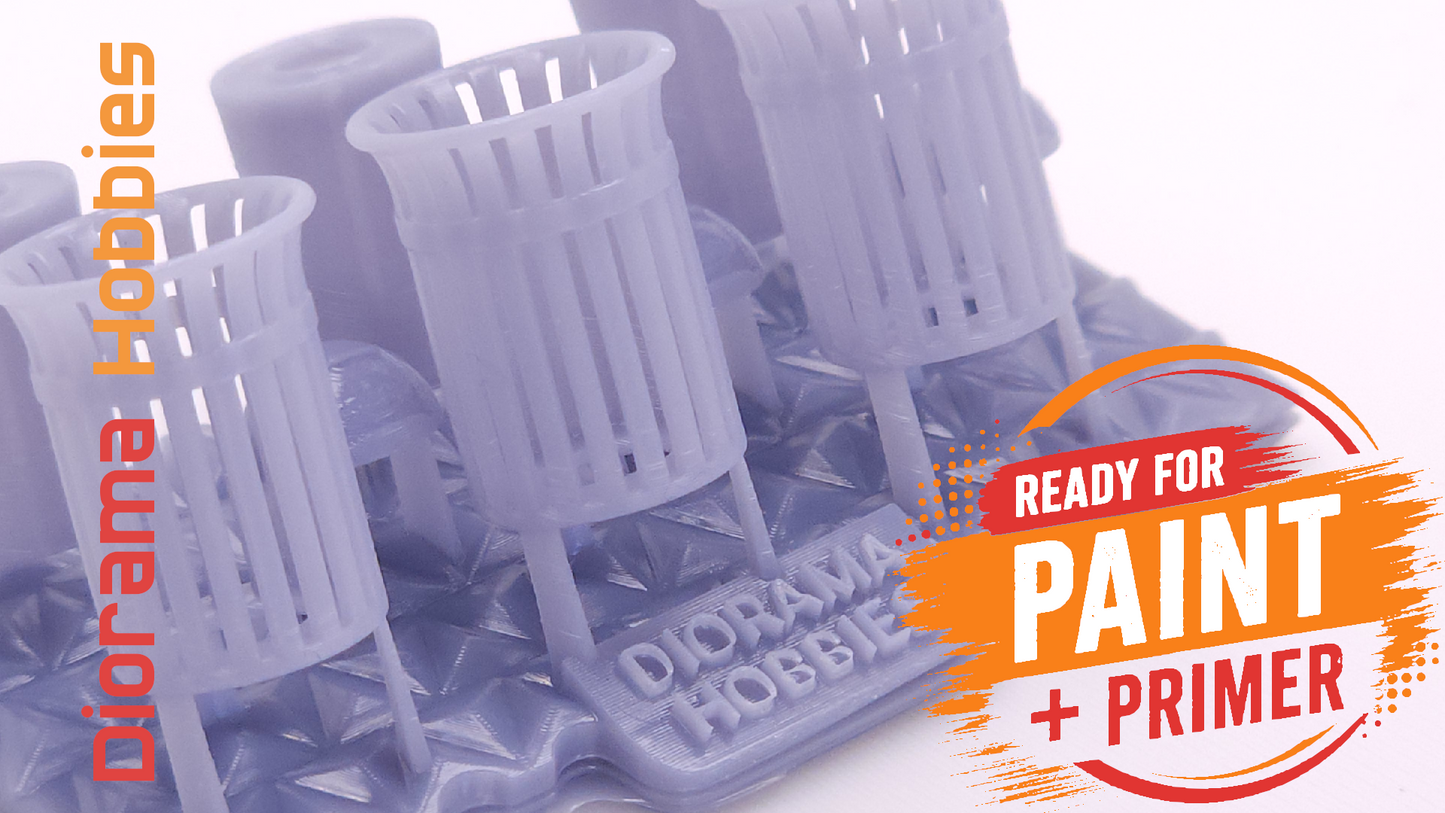 Slatted Steel Trash Cans - N, HO, S, and O Scales