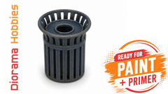 Slatted Steel Trash Cans (6 pack) N, HO, S, and O Scales