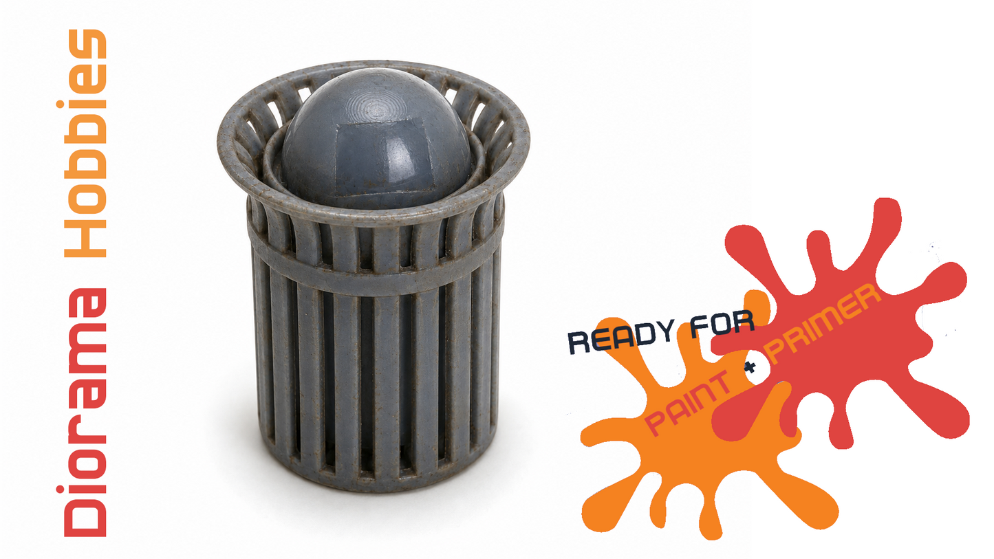 Slatted Steel Trash Cans (6 pack) HO, S, and O Scales